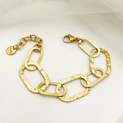 Retro Roman Style Oval Heart Shape Stainless Steel Gold Plated Bracelets In Bulk