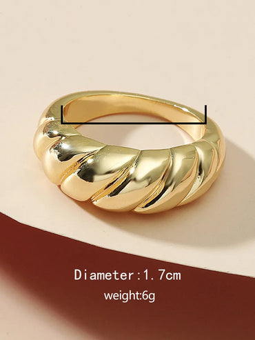 Zinc Alloy Gold Plated Retro Roman Style Solid Color Rings