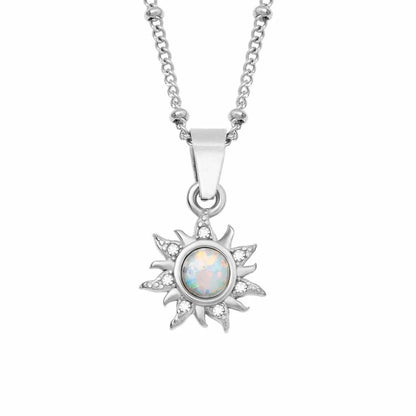 Wholesale Jewelry Retro Roman Style Streetwear Geometric Sun 201 Stainless Steel 304 Stainless Steel Artificial Opal Opal 18K Gold Plated Plating Inlay Pendant Necklace