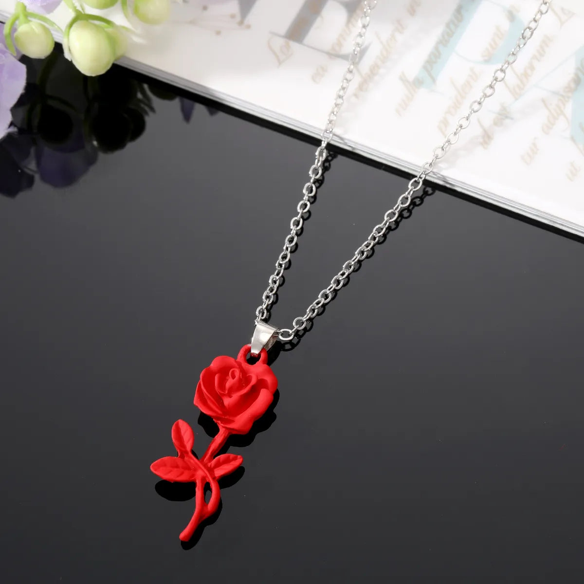 Retro Rose Alloy Stoving Varnish Alloy Women's Earrings Necklace 1 Pair