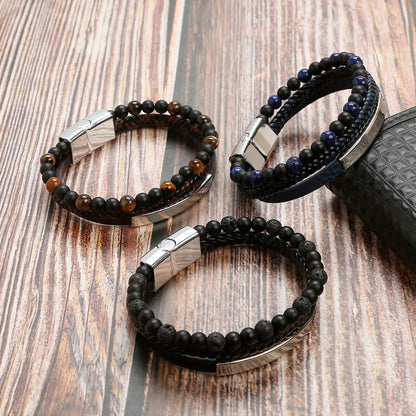 Retro Round Alloy Braid Men'S Bracelets