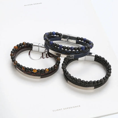 Retro Round Alloy Braid Men'S Bracelets