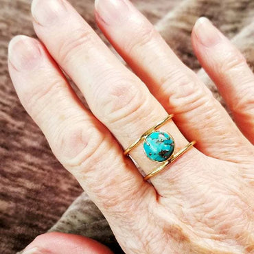 Retro Round Alloy Inlay Turquoise Women'S Rings