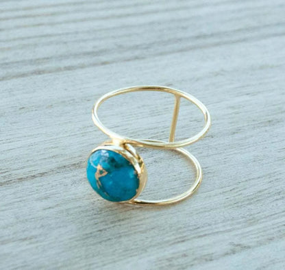 Retro Round Alloy Inlay Turquoise Women'S Rings