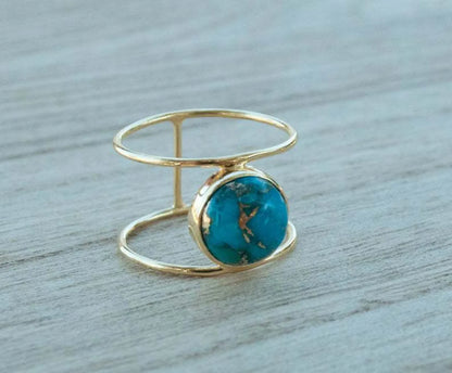 Retro Round Alloy Inlay Turquoise Women'S Rings