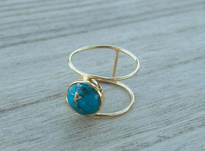 Retro Round Alloy Inlay Turquoise Women'S Rings