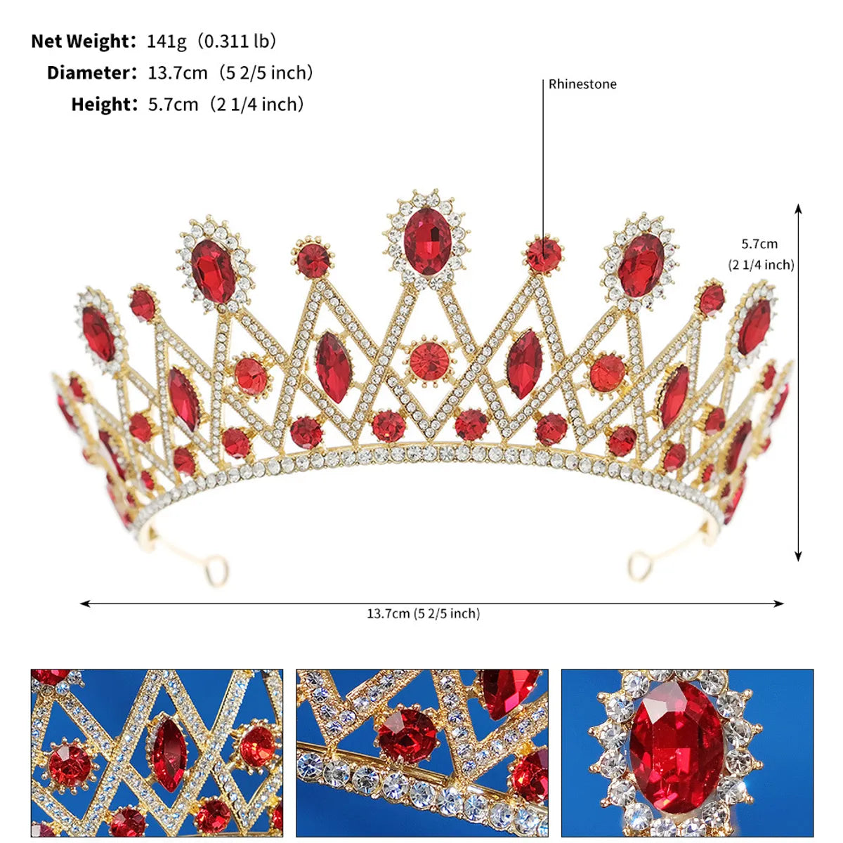 Retro Round Alloy Inlay Zircon Crown