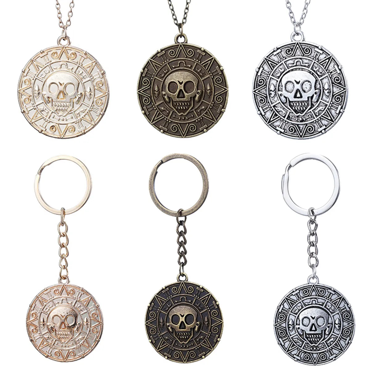 Retro Round Alloy Plating Gold Plated Men'S Pendant Necklace