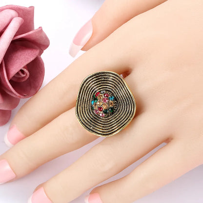 Retro Round Artificial Gemstones Alloy Wholesale Rings