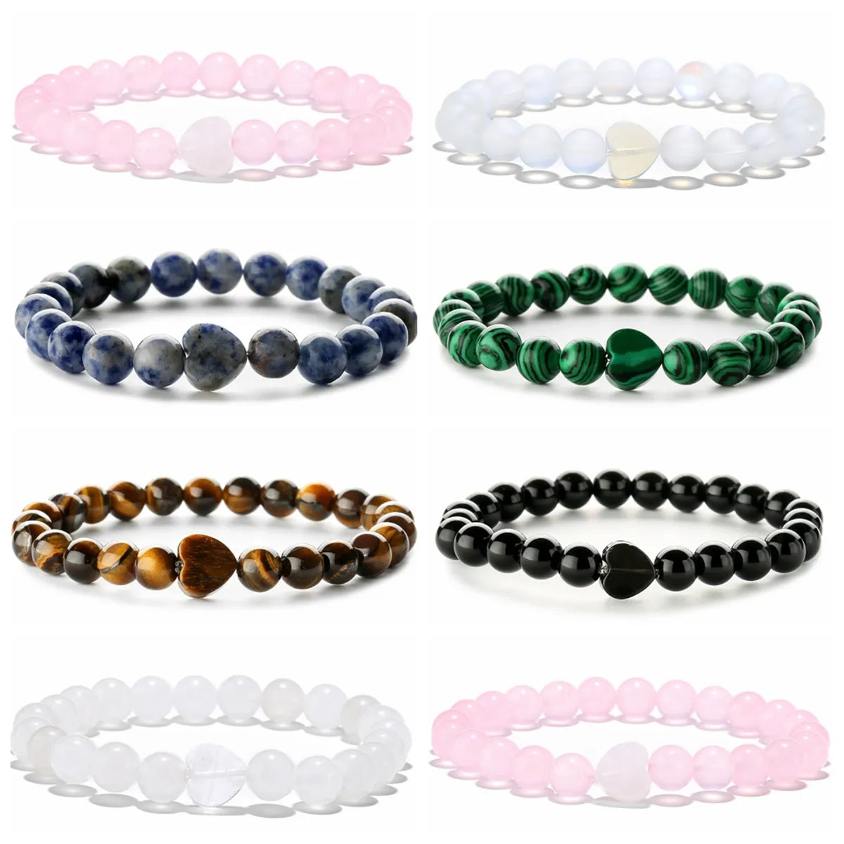 Retro Round Beaded Natural Stone Unisex Bracelets 1 Piece