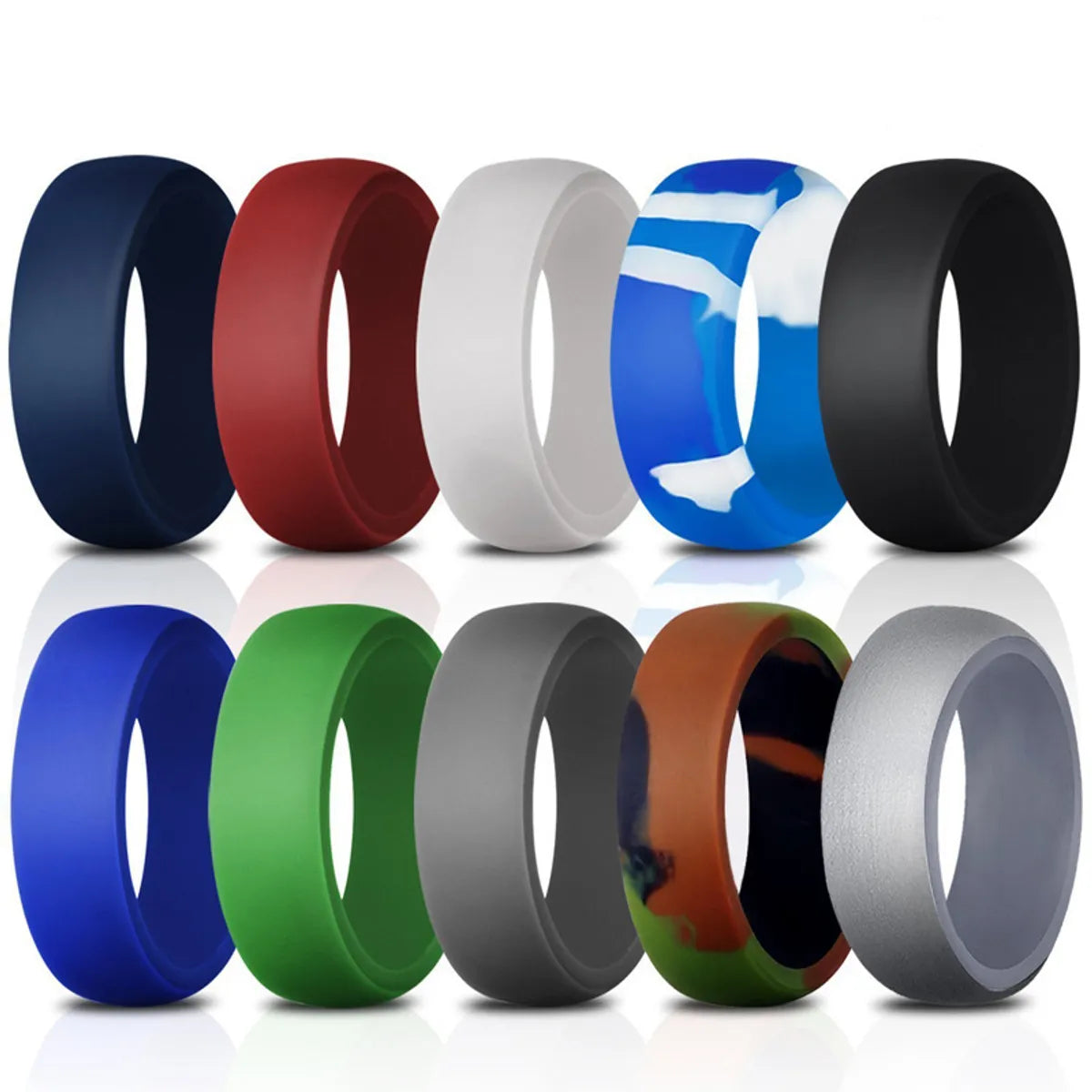 Retro Round Color Block Silica Gel Men's Rings 1 Piece