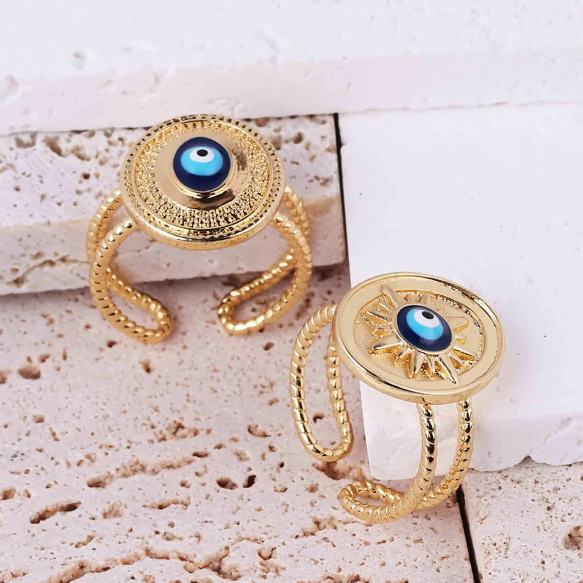 Retro Round Devil's Eye Heart Shape Copper Plating Rings