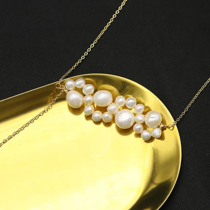 Retro Round Freshwater Pearl Copper Plating 18k Gold Plated Necklace