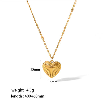 Retro Round Heart Shape Eye Stainless Steel Polishing Plating 18k Gold Plated Pendant Necklace