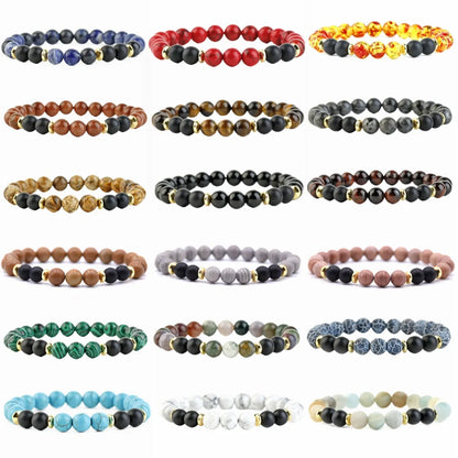 Retro Round Natural Stone Beaded Bracelets 1 Piece