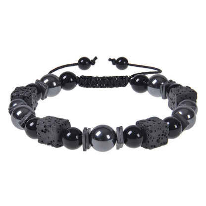 Retro Round Natural Stone Beaded Men'S Bracelets