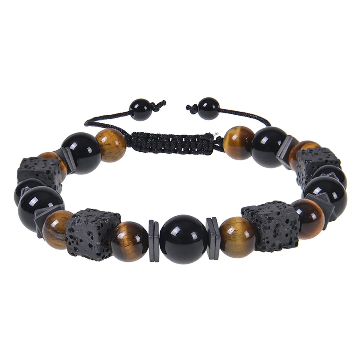 Retro Round Natural Stone Beaded Men'S Bracelets