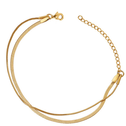 Retro Round Solid Color 304 Stainless Steel 18K Gold Plated Bracelets In Bulk