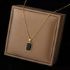 Retro Round Square Titanium Steel Plating Inlay Turquoise Necklace