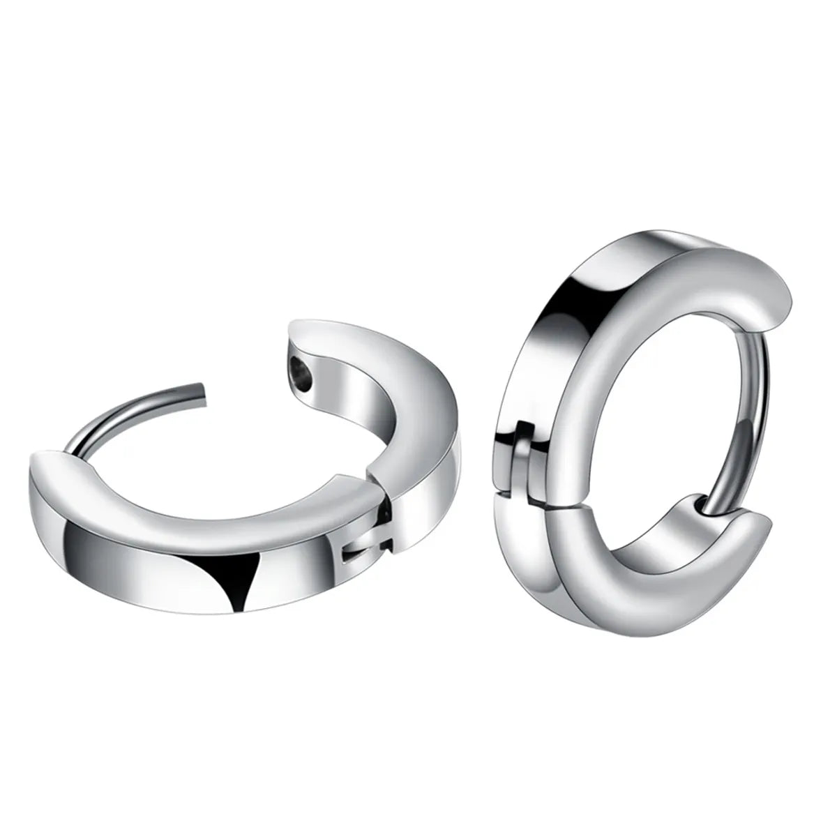 Retro Round Stainless Steel Hoop Earrings 1 Piece