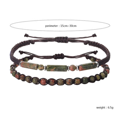 Retro Round Stone Rope Wholesale Bracelets