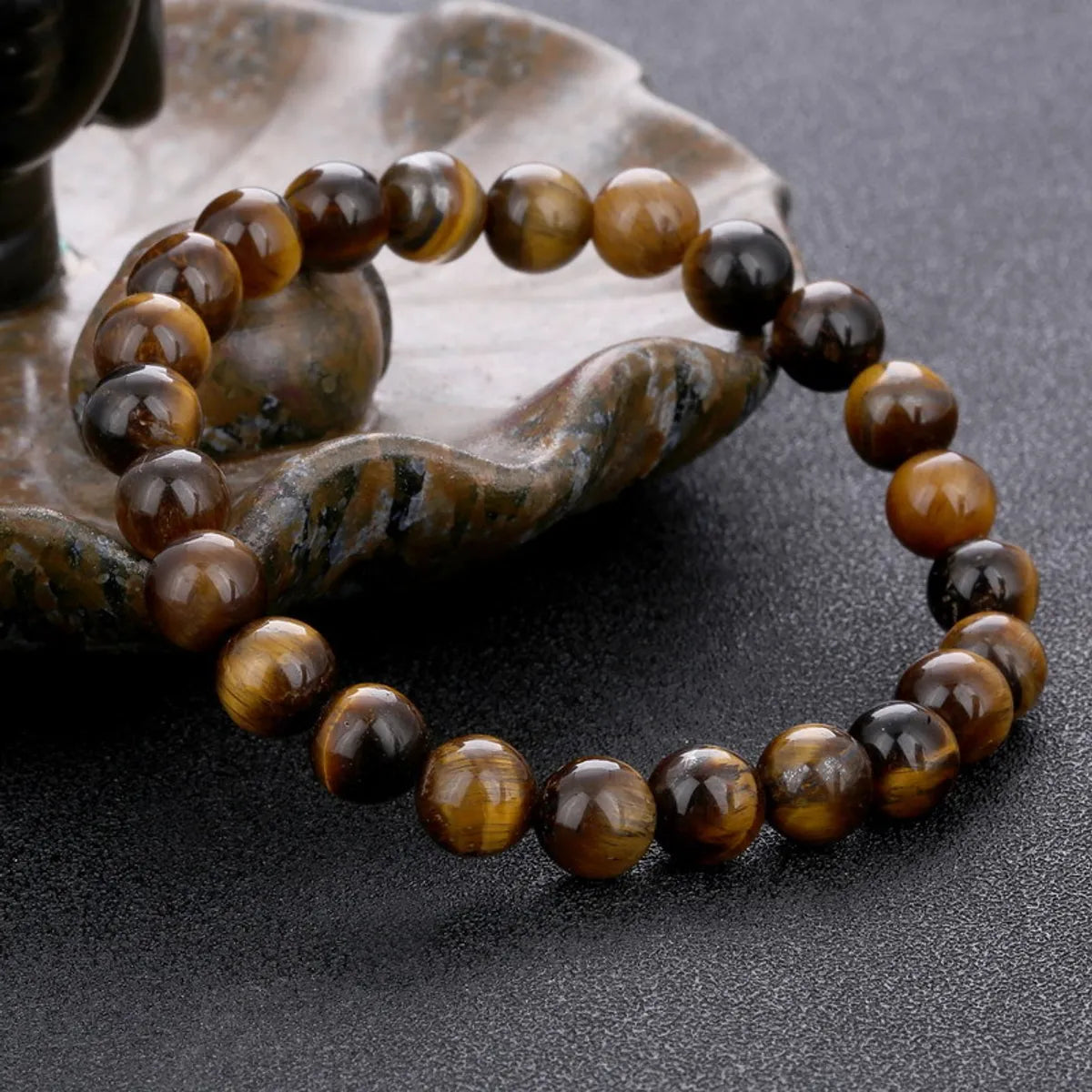 Retro Round Tiger Eye Beaded Unisex Bracelets