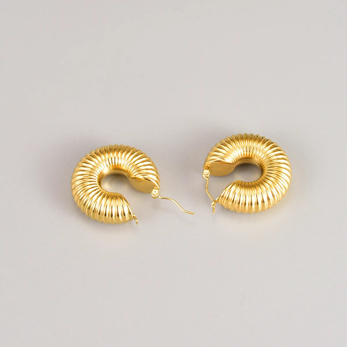 Retro Round Titanium Steel Hoop Earrings Plating Stainless Steel Earrings