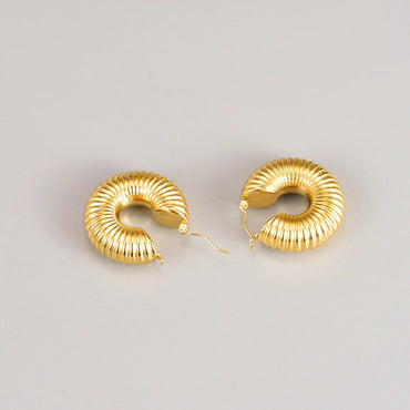 Retro Round Titanium Steel Hoop Earrings Plating Stainless Steel Earrings