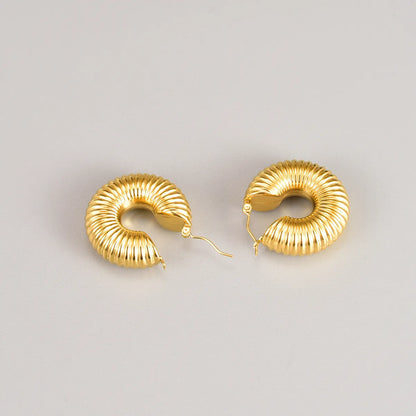 Retro Round Titanium Steel Hoop Earrings Plating Stainless Steel Earrings