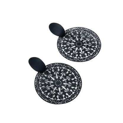 Retro Round Water Droplets Stoving Varnish Metal Drop Earrings