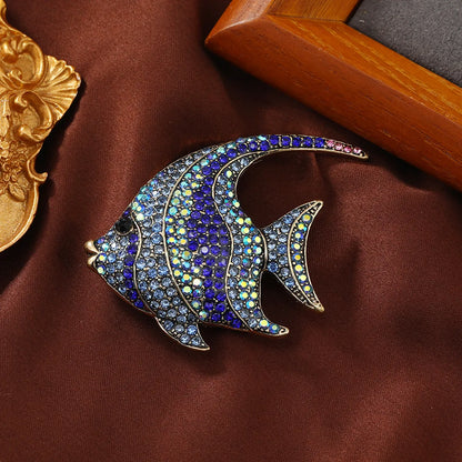 Retro Shiny Fish Alloy Plating Inlay Rhinestones Unisex Brooches