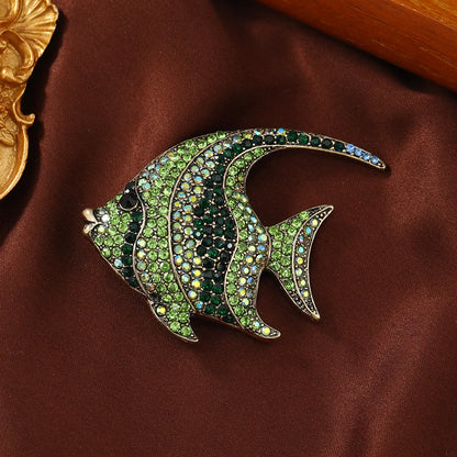 Retro Shiny Fish Alloy Plating Inlay Rhinestones Unisex Brooches