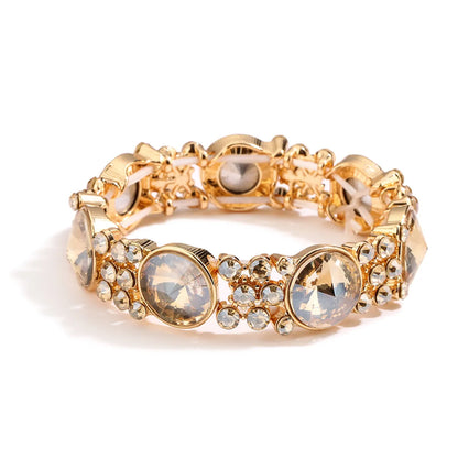 Retro Shiny Round Alloy Plating Inlay Rhinestones Gold Plated Women'S Bangle