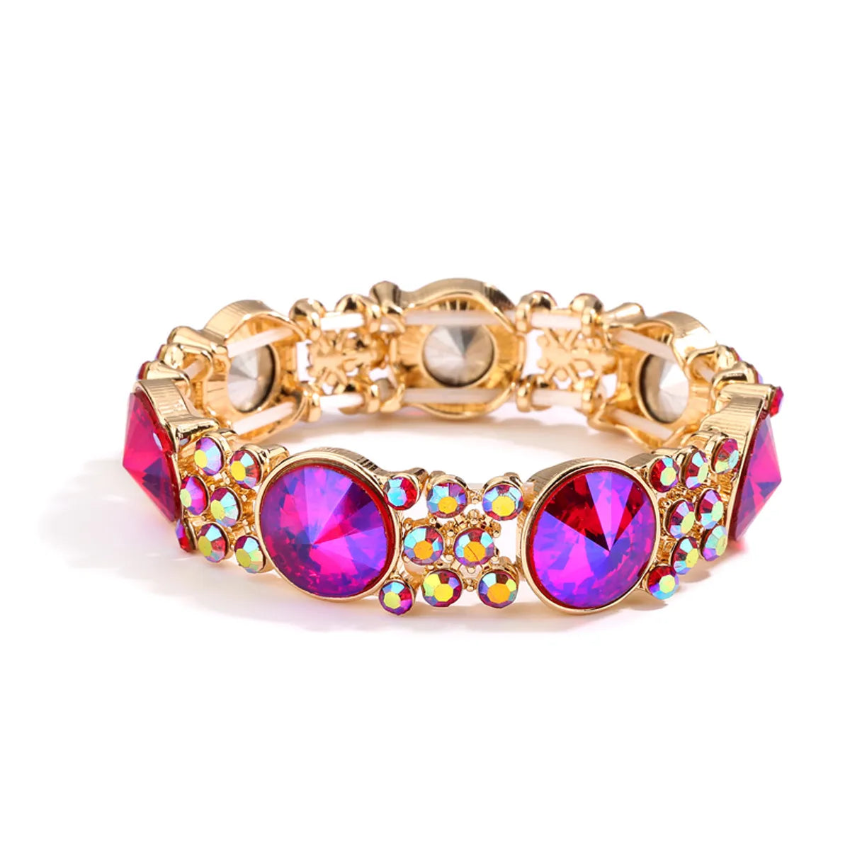 Retro Shiny Round Alloy Plating Inlay Rhinestones Gold Plated Women'S Bangle