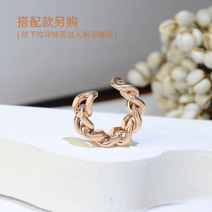 Retro Simple Chain Hollow Twist Open Titanium Steel Rings Wholesale