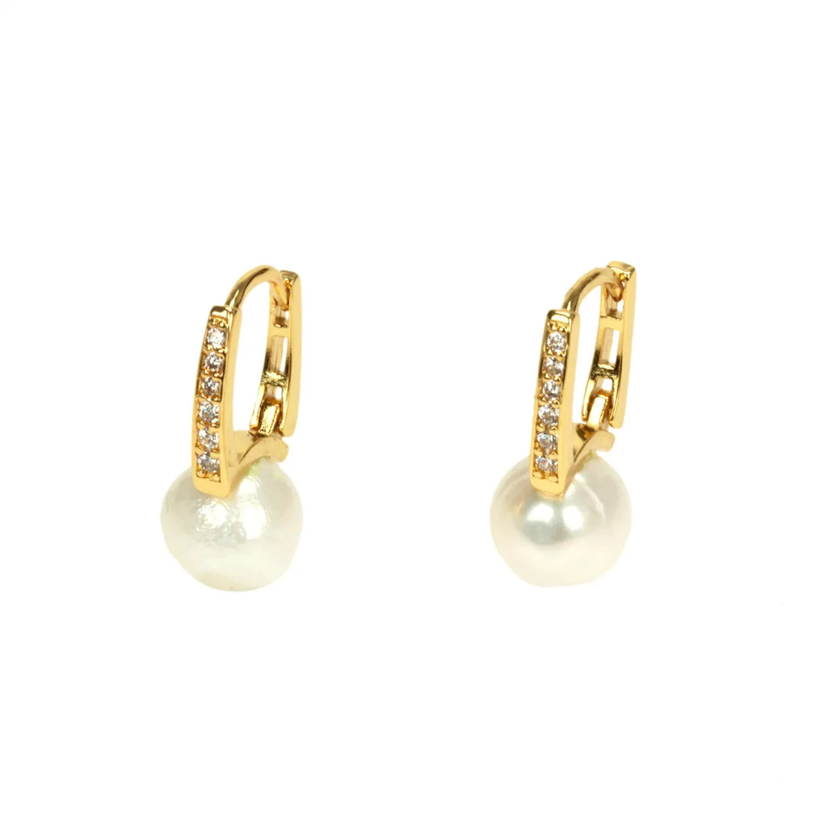 Retro Simple Copper Inlaid Micro Zirconium Pearl Earrings Female Wholesale