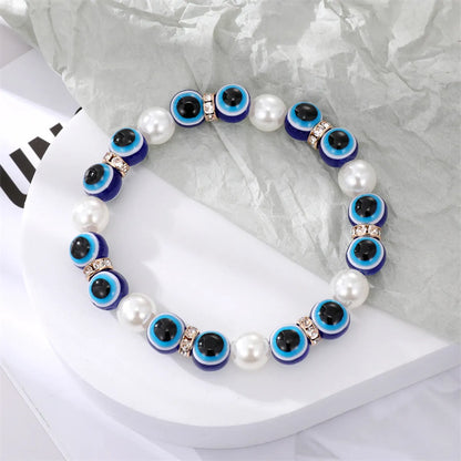 Retro Simple Devil'S Eye Bracelet Imitation Pearl Beaded Bracelet