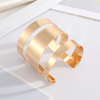 Europe And America Cross Border Ornament Retro Simple Metal Hollow Wide Bracelet Golden Leaf Rose Geometric Bracelet Armband