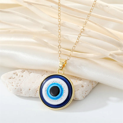 European Cross-Border Sold Jewelry Retro Simple More Sizes Devil'S Eye Necklace Round Blue Eyes Clavicle Chain Female