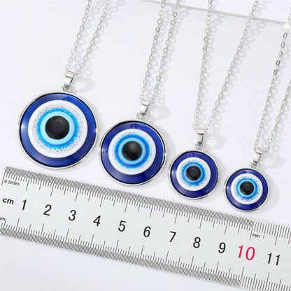 European Cross-Border Sold Jewelry Retro Simple More Sizes Devil'S Eye Necklace Round Blue Eyes Clavicle Chain Female