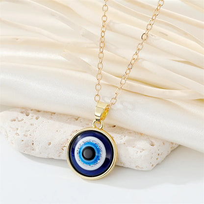 European Cross-Border Sold Jewelry Retro Simple More Sizes Devil'S Eye Necklace Round Blue Eyes Clavicle Chain Female