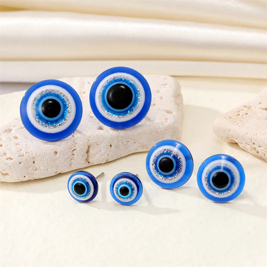 Retro Simple Resin Blue Glitter Eye Earrings Fashion Demon Eye Earrings Female