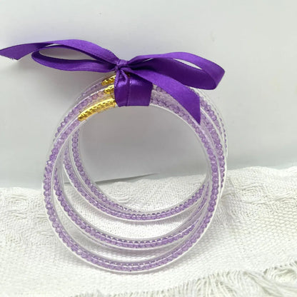 Retro Simple Style Bow Knot Glass Silica Gel Unisex Bangle