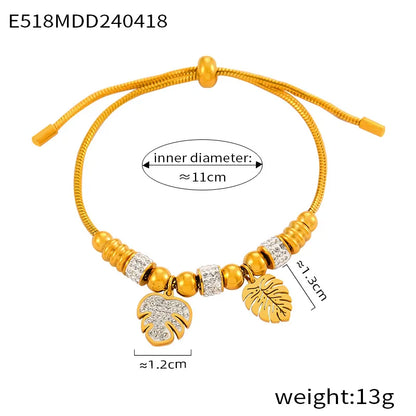 Retro Simple Style British Style Round Heart Shape Life Tree 304 Stainless Steel 18K Gold Plated Rhinestones Bracelets In Bulk