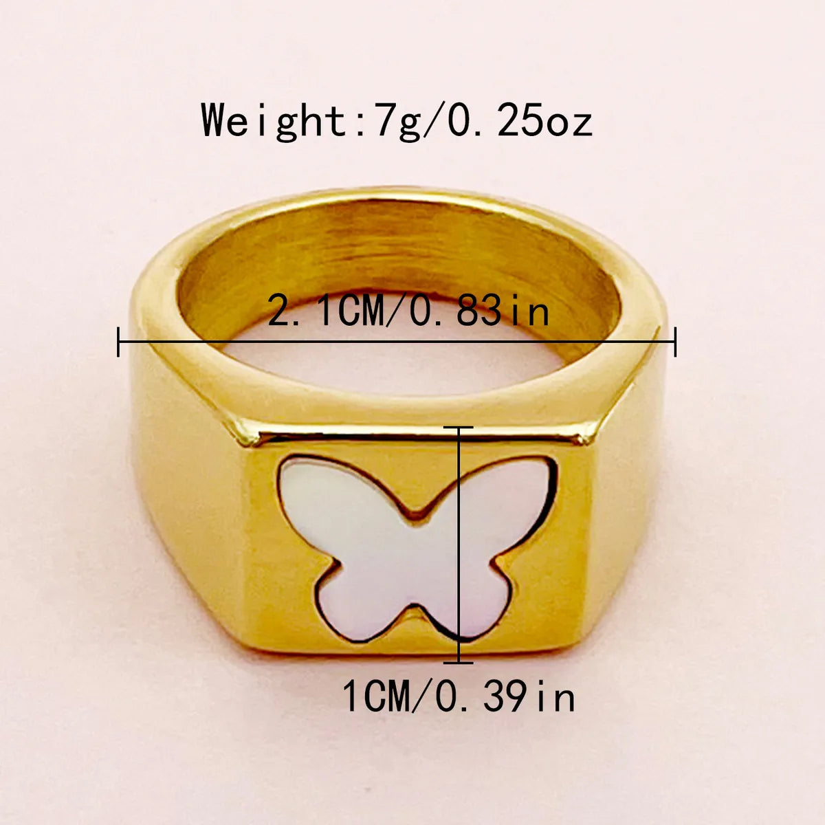 Retro Simple Style Butterfly Stainless Steel Plating Inlay Shell Gold Plated Rings