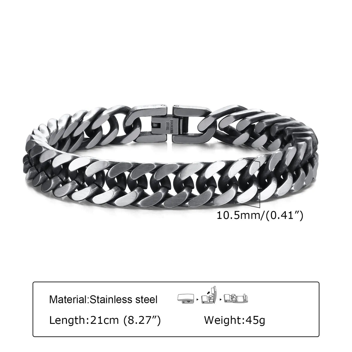 Retro Simple Style Chains Print 304 Stainless Steel Men'S Bracelets