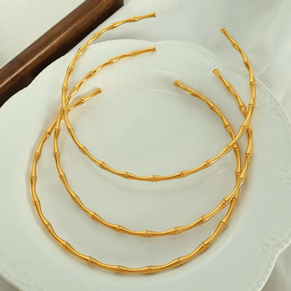 Retro Simple Style Circle Bamboo Titanium Steel Plating 18k Gold Plated Necklace