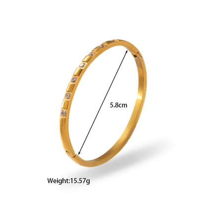 Retro Simple Style Classic Style Round 304 Stainless Steel 18K Gold Plated Zircon Bangle In Bulk