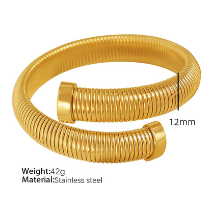 Retro Simple Style Classic Style Round Lines Titanium Steel Plating 18k Gold Plated Bangle