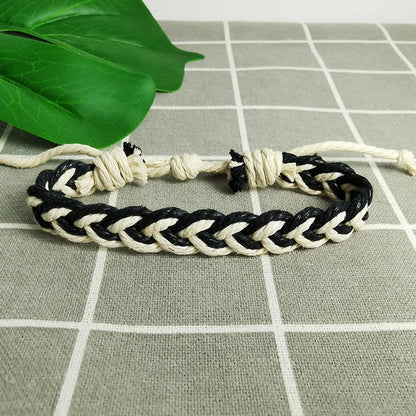 Retro Simple Style Color Block Cotton And Hemp Rope Wholesale Drawstring Bracelets